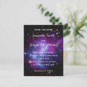 Paarse Galaxy Cluster sparen de Datum Save The Date (Staand voorkant)