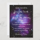 Paarse Galaxy Cluster sparen de Datum Save The Date (Voorkant)