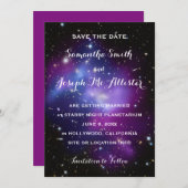 Paarse Galaxy Cluster sparen de Datum Save The Date (Voorkant / Achterkant)