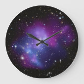 Paarse Galaxy Cluster Wall Clock Grote Klok (Voorkant)