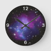 Paarse Galaxy Cluster Wall Clock Ronde Klok (Voorkant)