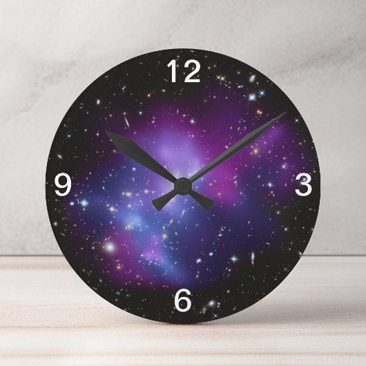 Paarse Galaxy Cluster Wall Clock Ronde Klok