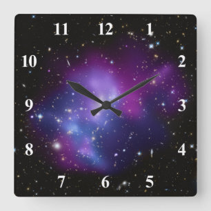 Paarse Galaxy Cluster Wall Clock Vierkante Klok