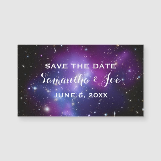 Paarse Galaxy Cluster Wedding Save the Date (Voorkant)