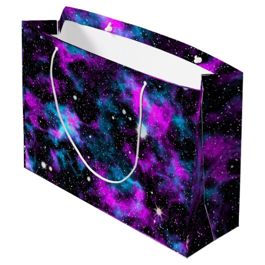 Paarse Galaxy Cosmic Space Stars Groot Cadeauzakje (Achterkant Gekanteld)