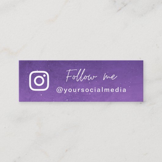 Paarse Galaxy Cosmic volgt Code sociale media QR Mini Visitekaartje (Voorkant)