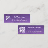 Paarse Galaxy Cosmic volgt Code sociale media QR Mini Visitekaartje (Voorkant / Achterkant)