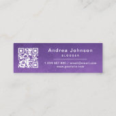 Paarse Galaxy Cosmic volgt Code sociale media QR Mini Visitekaartje (Achterkant)