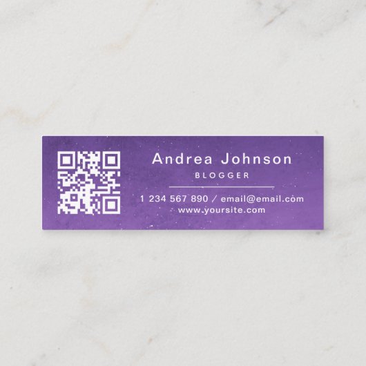 Paarse Galaxy Cosmic volgt Code sociale media QR Mini Visitekaartje (Achterkant)