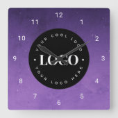 Paarse Galaxy Custom Logo Business Company Kantoor Vierkante Klok (Voorkant)