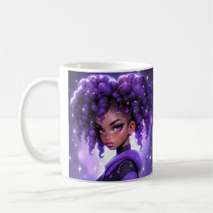 Paarse Galaxy Girl met krullend haar Koffiemok