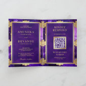 Paarse Galaxy Gold Lotus QR-code Indiaas huwelijk (Binnen)