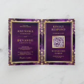 Paarse Galaxy Gold Mandala QR-code Indiaas huwelij (Binnen)