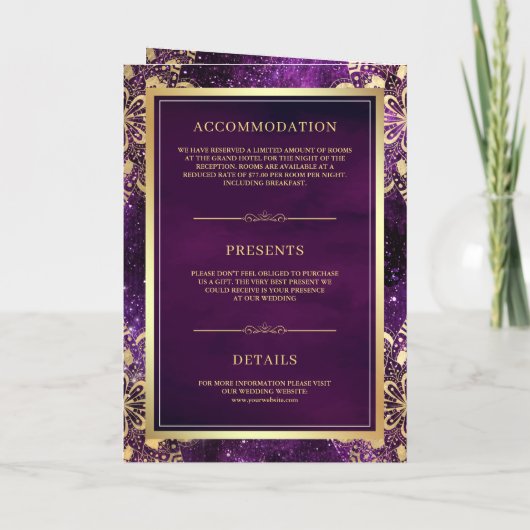 Paarse Galaxy Gold Mandala QR-code Indiaas huwelij (Achterkant)