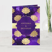 Paarse Galaxy Gouden Lotus QR Code Indiase Trouwda (Voorkant)