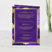 Paarse Galaxy Gouden Lotus QR Code Indiase Trouwda (Achterkant)