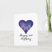 Paarse Galaxy Heart 21 e verjaardag Kaart (Voorkant)