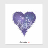 Paarse galaxy Heart Custom Name Sticker (Vel)
