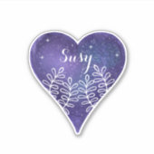 Paarse galaxy Heart Custom Name Sticker (Voorkant)