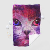 Paarse Galaxy Kat Golfhanddoek (Insitu)