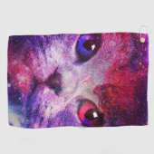 Paarse Galaxy Kat Golfhanddoek (Horizontaal)