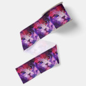 Paarse Galaxy Kat Grosgrain Lint (Achterkant)