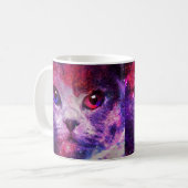 Paarse Galaxy Kat Koffiemok (Voorkant links)