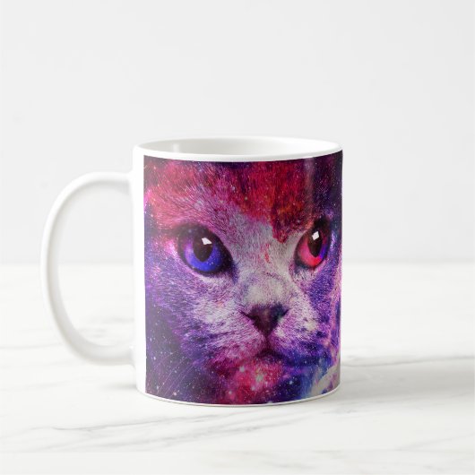 Paarse Galaxy Kat Koffiemok (Links)