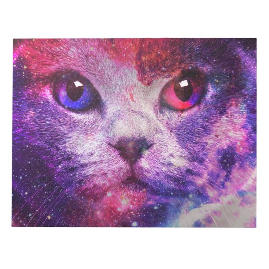 Paarse Galaxy Kat Notitieblok (Voorkant)