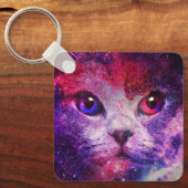 Paarse Galaxy Kat Sleutelhanger (Voorkant)