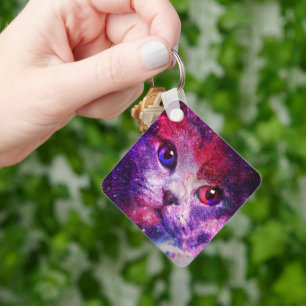 Paarse Galaxy Kat Sleutelhanger