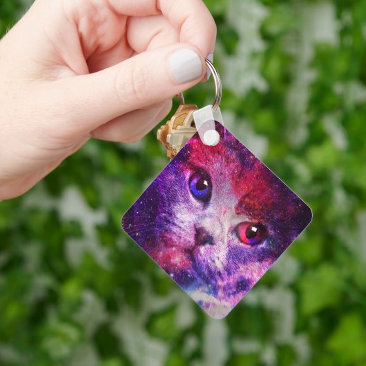 Paarse Galaxy Kat Sleutelhanger (Hand)