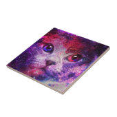 Paarse Galaxy Kat Tegeltje (Zijkant)