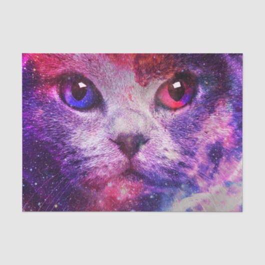 Paarse Galaxy Kat Tissuepapier (Voorkant)