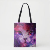 Paarse Galaxy Kat Tote Bag (Voorkant)
