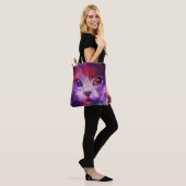 Paarse Galaxy Kat Tote Bag (Op model)