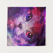 Paarse Galaxy Kat  Wandkleed (Voorkant (horizontaal))