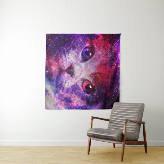 Paarse Galaxy Kat Wandkleed (In Situ (horizontaal))