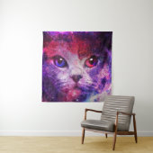 Paarse Galaxy Kat Wandkleed (In situ)