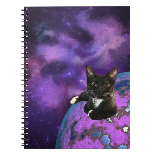 Paarse Galaxy Kitty Notitieboek (Voorkant)