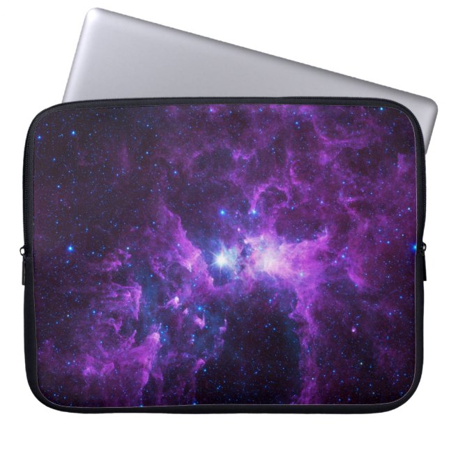 Paarse galaxy-laptophoes laptop sleeve (Voorkant)