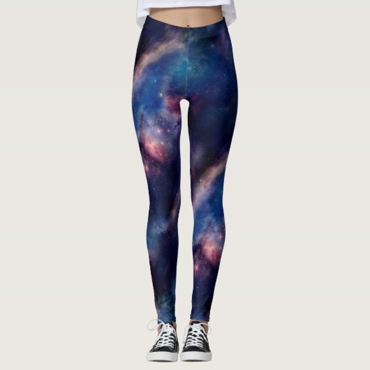 Paarse Galaxy met tegels Leggings (Voorkant)
