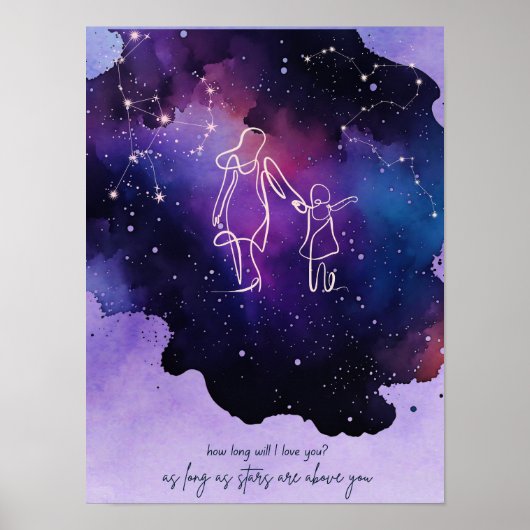 Paarse Galaxy Nursery Poster (Voorkant)