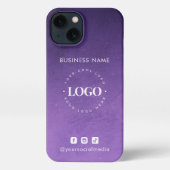 Paarse Galaxy Ombre Business Logo & Social Media iPhone Hoesje (Achterkant)