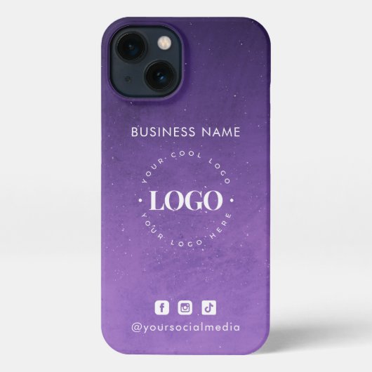 Paarse Galaxy Ombre Business Logo & Social Media iPhone Hoesje (Achterkant)
