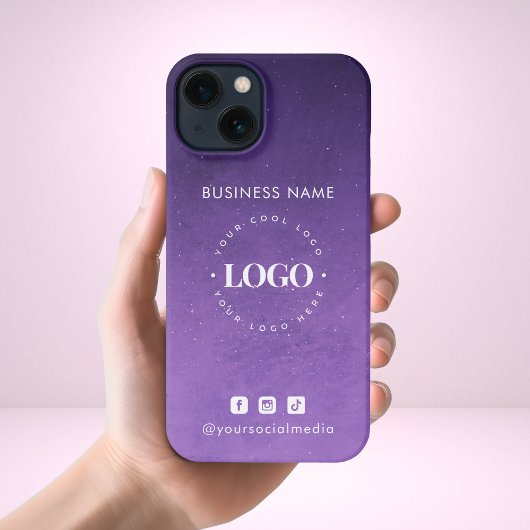 Paarse Galaxy Ombre Business Logo & Social Media iPhone Hoesje