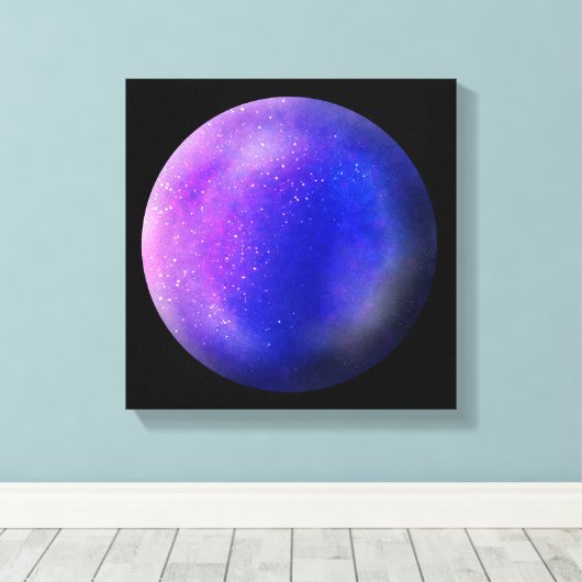 Paarse Galaxy Orb – Levendige Paarse Canvas Print (Insitu (Houten vloer))