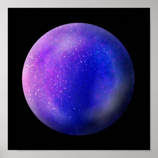 Paarse Galaxy Orb – Levendige Paarse Marmeren Prin Poster (Voorkant)