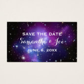 Paarse Galaxy Planetarium Wedding Save the Date Visitekaartje (Voorkant)