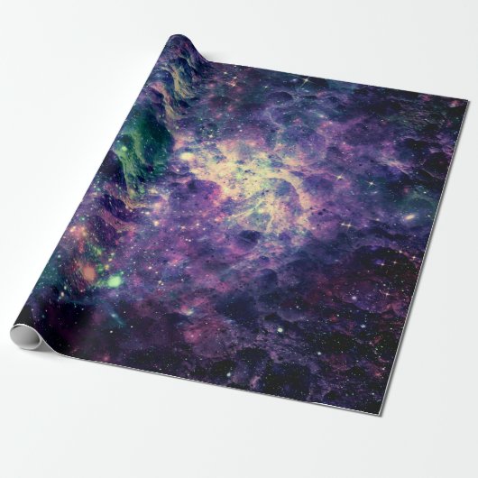 Paarse Galaxy Ruimterots Cool Cadeaupapier (Uitgerold)